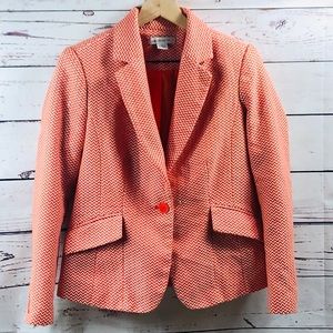 LIZ CLAIBORNE Orange and White Chevron Blazer